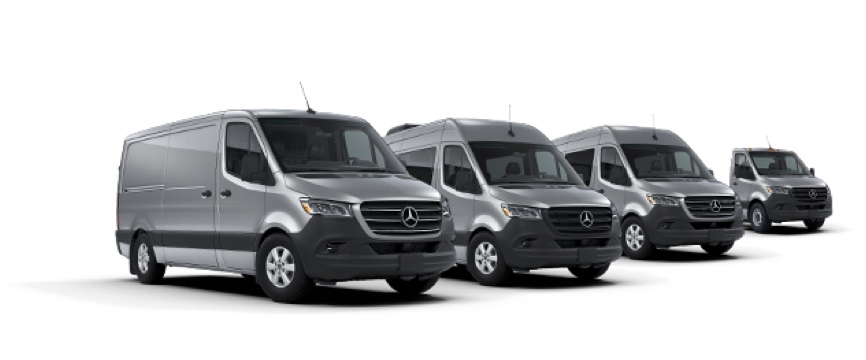 Image of four different Sprinter van models.