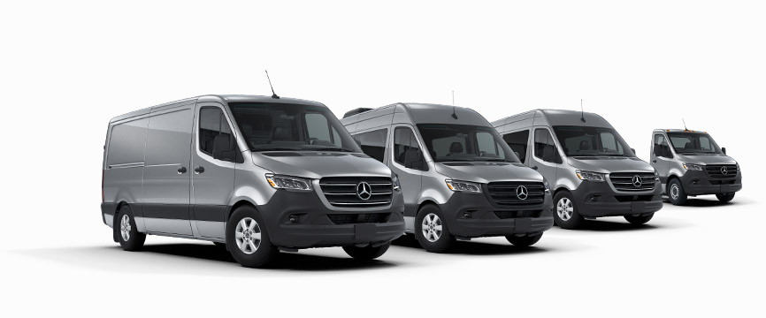 Image of four different Sprinter van models