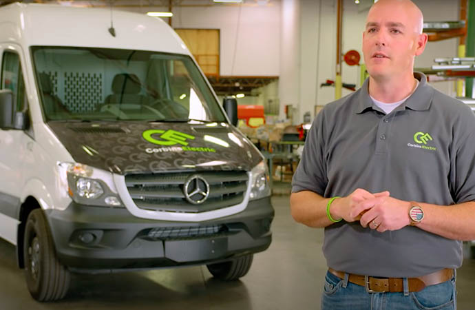 Video profile of Sprinter van customer Corbins Electric.