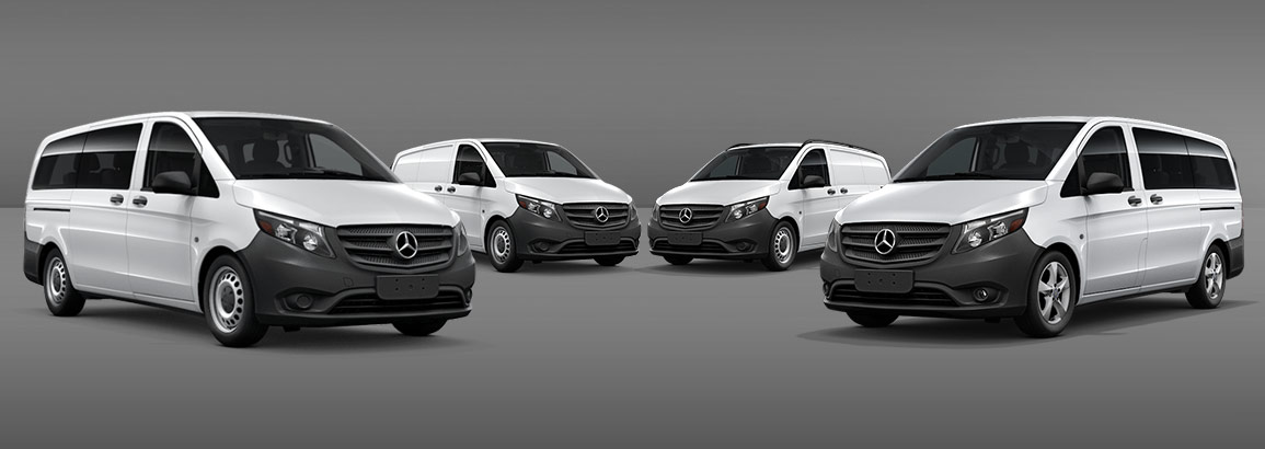 View of four different Metris vans.